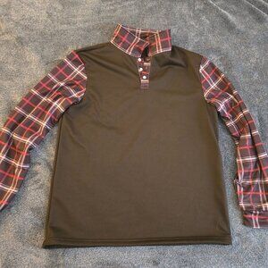 MANFINITY Men's Plaid Flannel Long Sleeves Button Up Shirt L Black